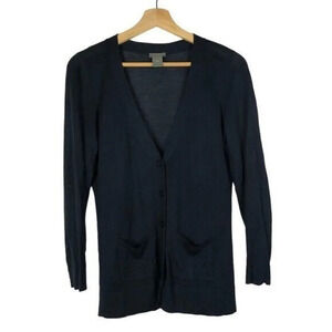 Ann Taylor Navy Blue Lightweight Button Down Cardigan Sweater XS